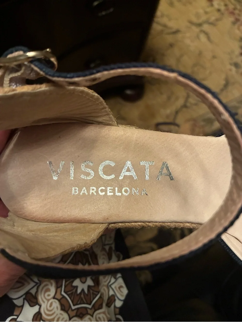 Ankle-Strap Wedge Espadrilles in Navy